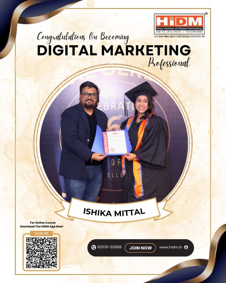 In this image, Ishika Mittal, wearing a cap and apron, is getting a course completion certificate from our mentor, Er. Manmohan Singla.