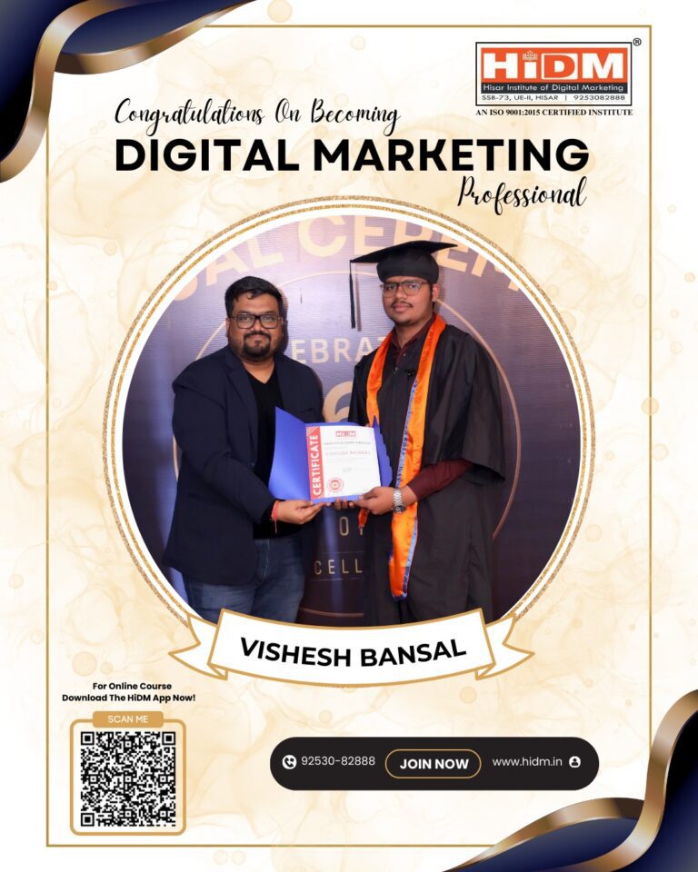 In this image, Vishesh Bansal, wearing a cap and apron, is getting a course completion certificate from our mentor, Er. Manmohan Singla.