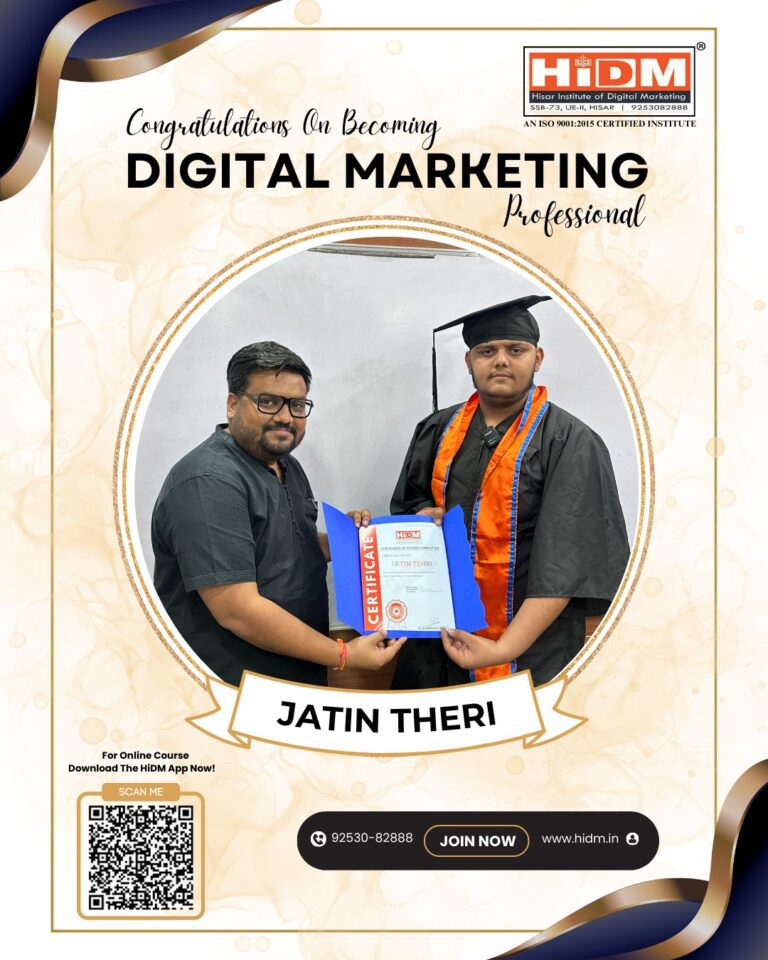 In this image, Jatin Theri, wearing a cap and apron, is getting a course completion certificate from our mentor, Er. Manmohan Singla.