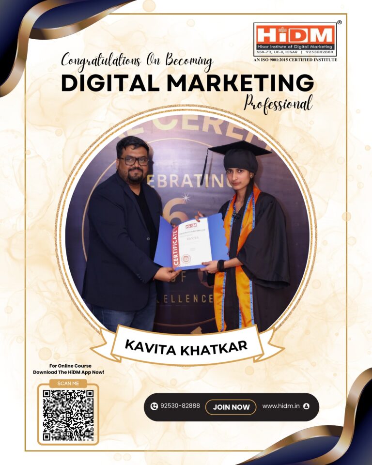 In this image, Kavita Khatkar, wearing a cap and apron, is getting a course completion certificate from our mentor, Er. Manmohan Singla.