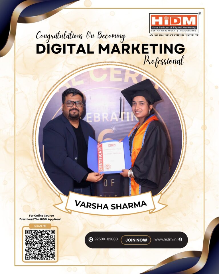 In this image, Varsha Sharma, wearing a cap and apron, is getting a course completion certificate from our mentor, Er. Manmohan Singla.