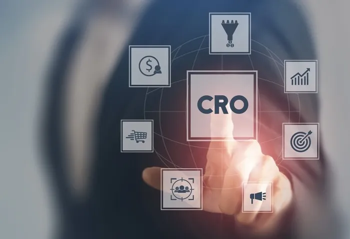 "Conversion Rate Optimization (CRO) concept interface with digital marketing icons for Shopify and eCommerce strategies - HIDM digital marketing"