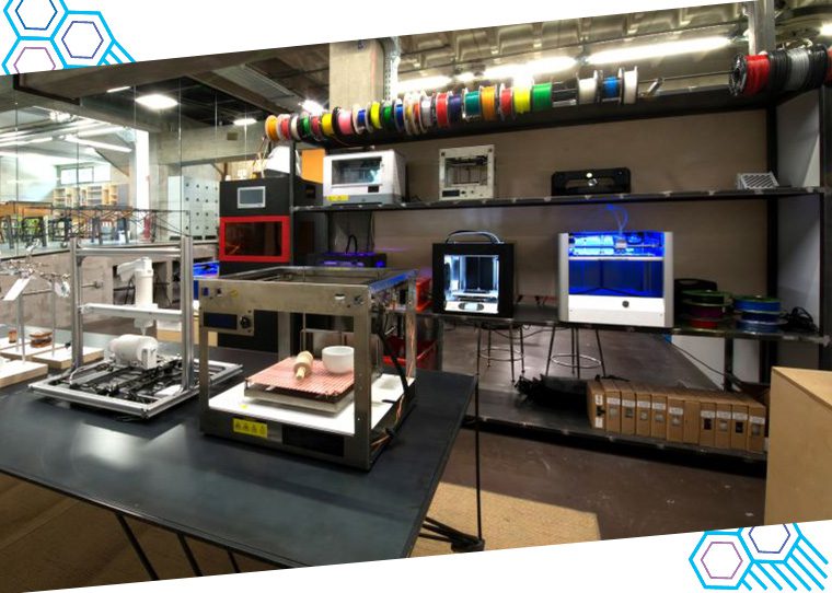 Modern Fab Lab equipped with 3D printers and digital fabrication tools, reflecting innovation and entrepreneurship training guided by Er. Manmohan Singla.