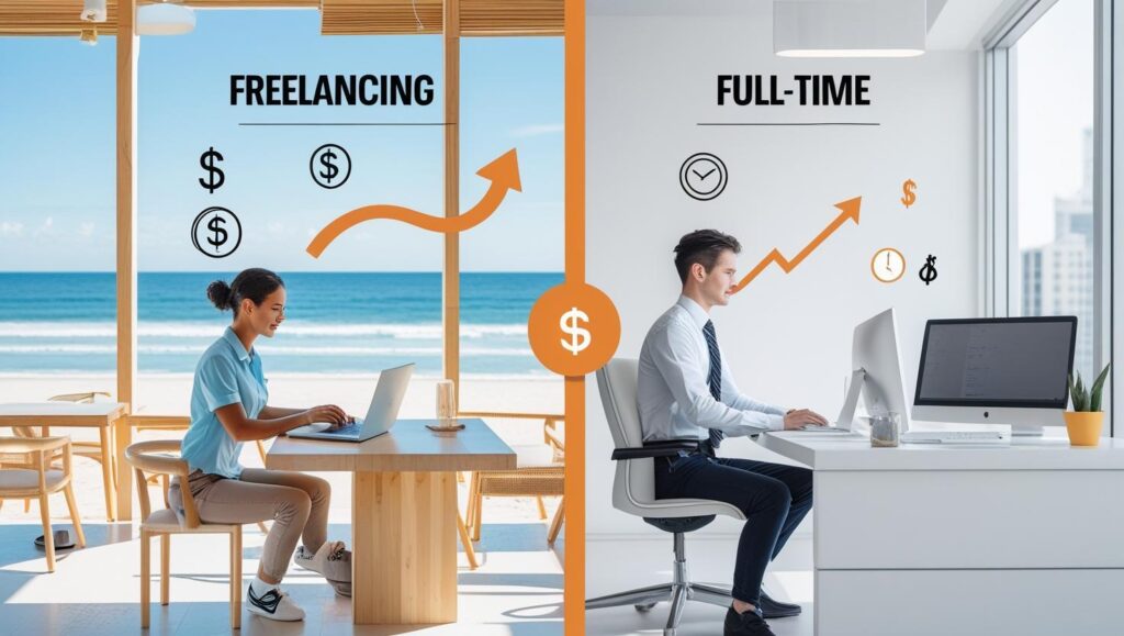 Comparison between freelance digital marketing and traditional office job