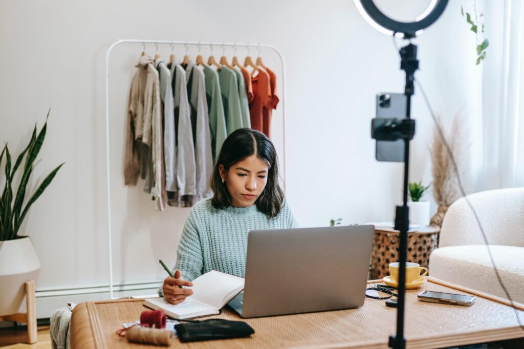 Digital marketer creating content and managing social media campaigns.