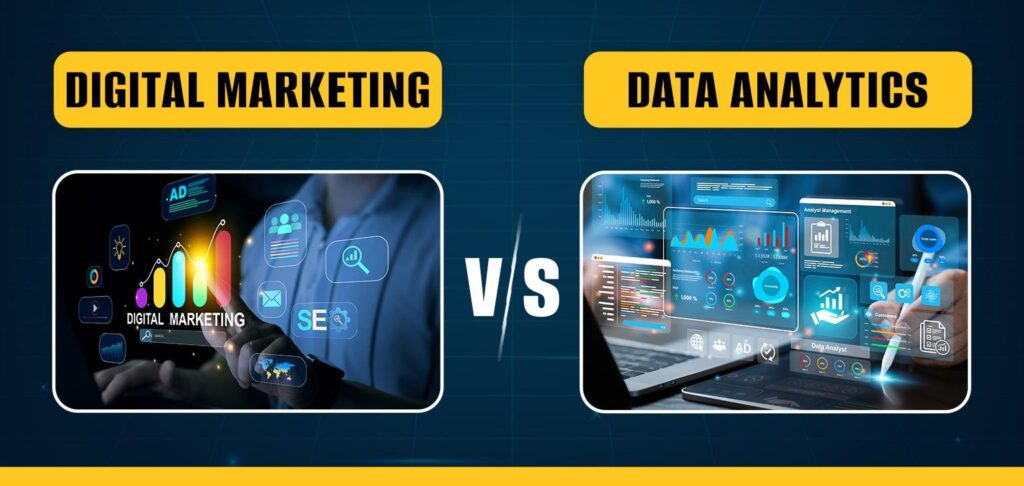 Skills comparison between digital marketing and data analytics.