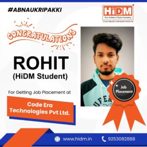 Student celebrating placement after completing digital marketing training.