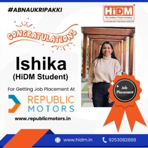 Student achieving a successful digital marketing placement through HIDM.