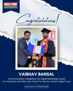 Digital marketing trainer awarding a professional certification to a successful student.