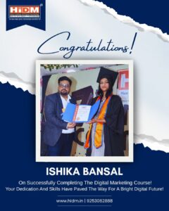 Student receiving a course completion certificate from the digital marketing trainer.