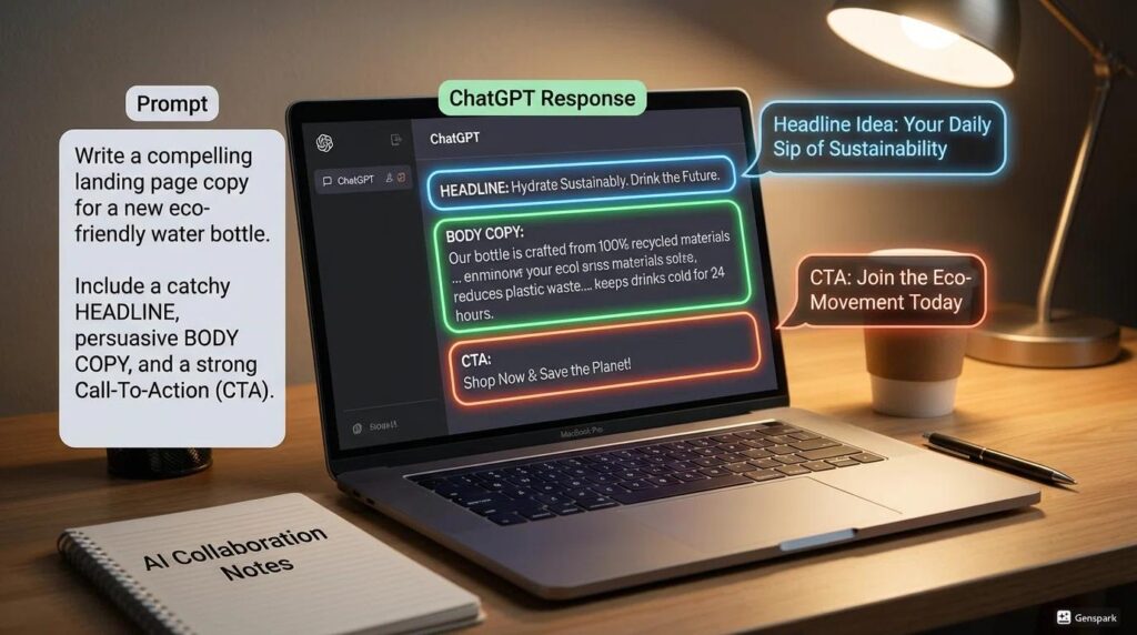 Student using prompt engineering to create AI-generated content