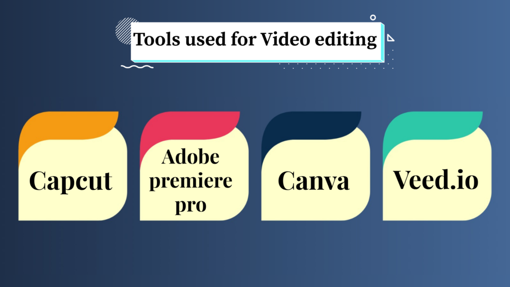 Video editing tools interface with timeline, effects, and media panel