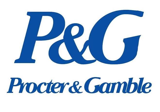 Procter & Gamble (P&G) logo in blue text on a light gray background.