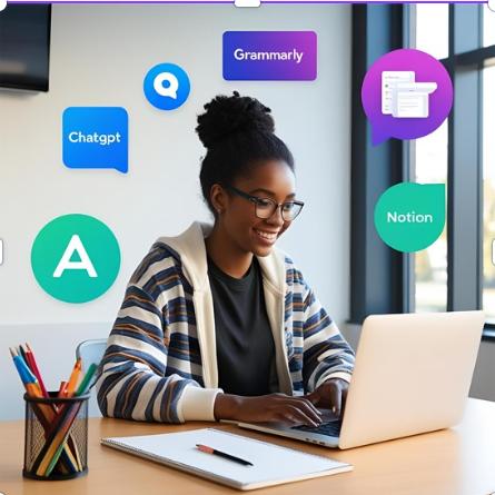 Student using multiple AI tools on a laptop