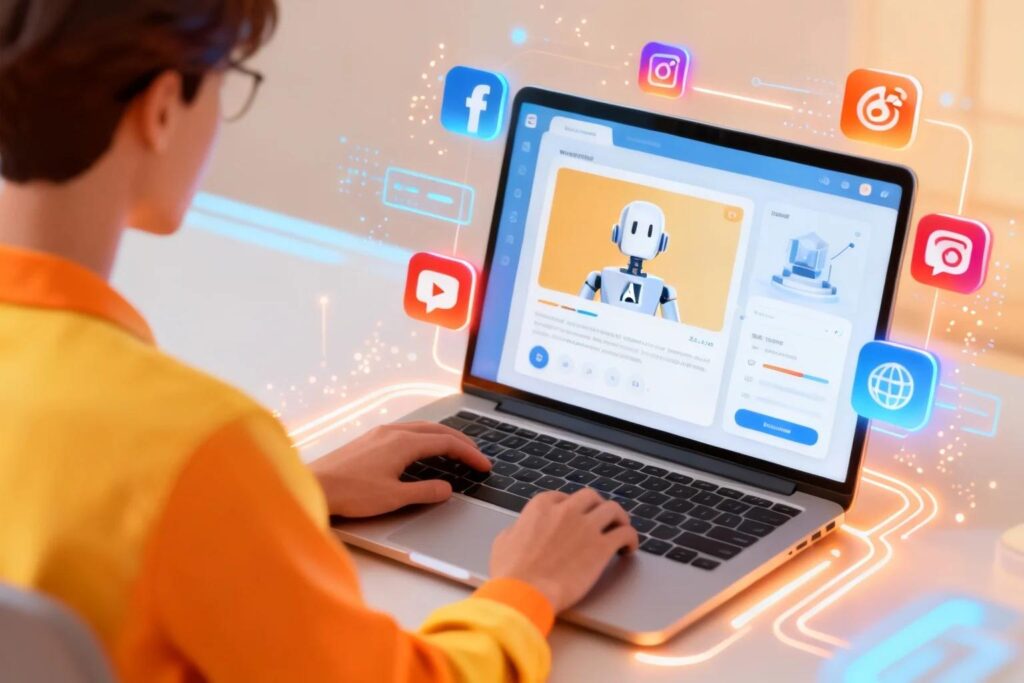 AI-powered social media content creation by a digital marketer